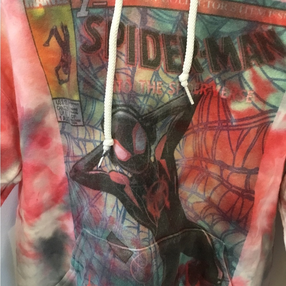Spider-Man Tie-Dye Hoodie - Red and Gray